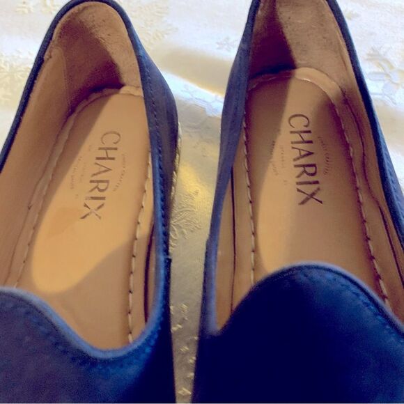 Charix Loafers Flats Shoes Blue Suede Leather Sz 7.5 - 8 EUR 38 Gorgeous - Picture 2 of 6
